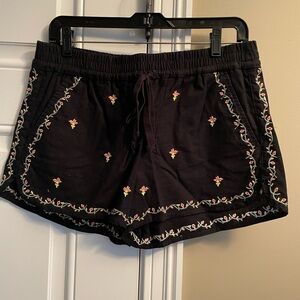 LOFT Black Athletic Shorts with Embroidery